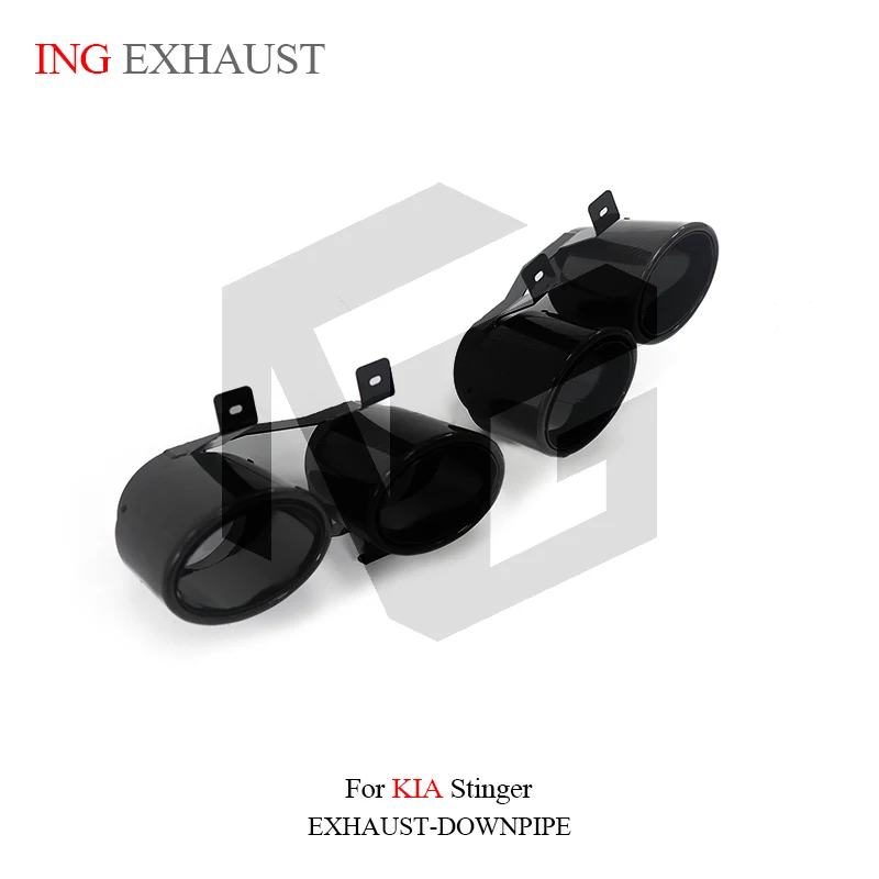 Черные насадки на заднюю выхлопную систему ING из углеродного волокна для KIA Stinger