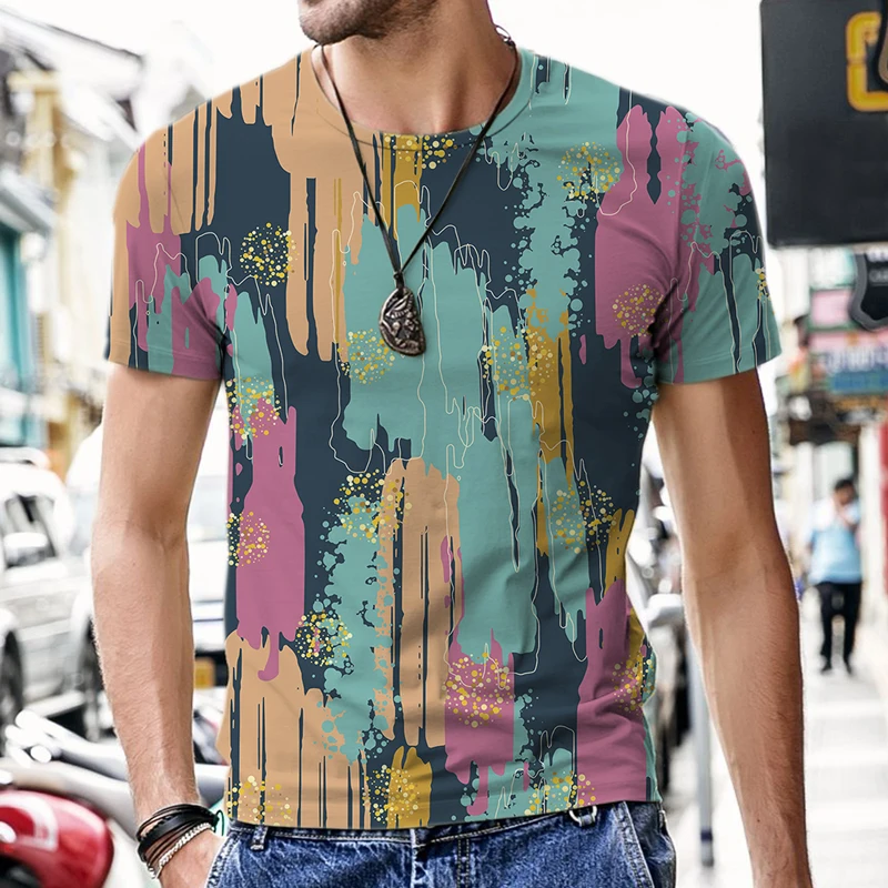 

Футболка с круглым вырезом для мужчин и женщин, Модная Удобная Повседневная рубашка оверсайз с короткими рукавами и абстрактным 3D-принтом граффити