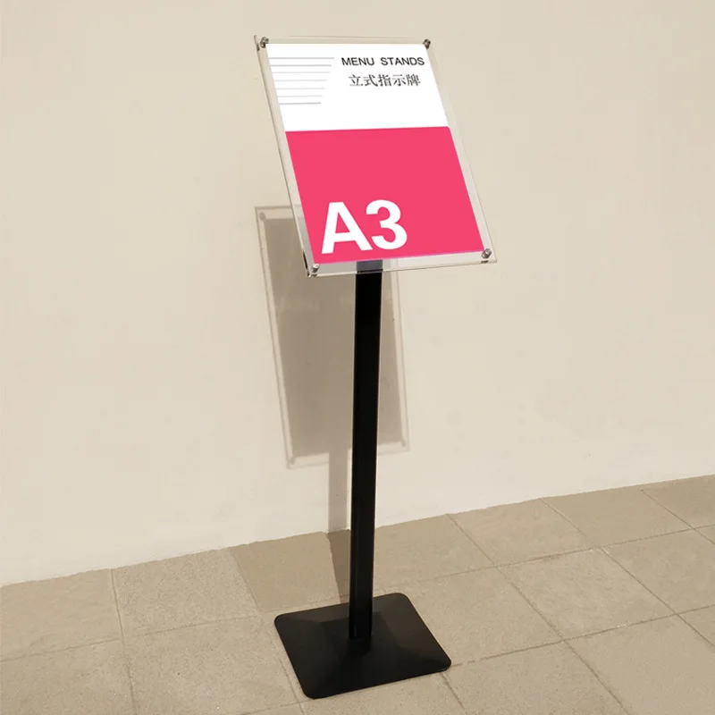 A4/A3 Adjustable Metal Poster Sign Holder Acrylic Advertising Display Stand Signage Mall Shopping Guide Billboard Poster Frame