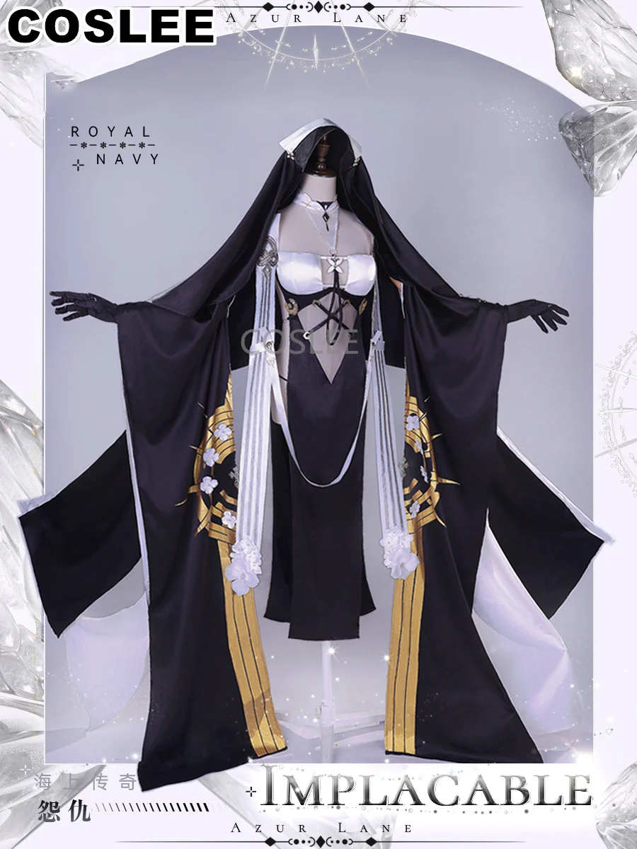 COSLEE Bluetooth Lane HMS имитация монахини черно-белое Повседневное платье Косплей Костюм