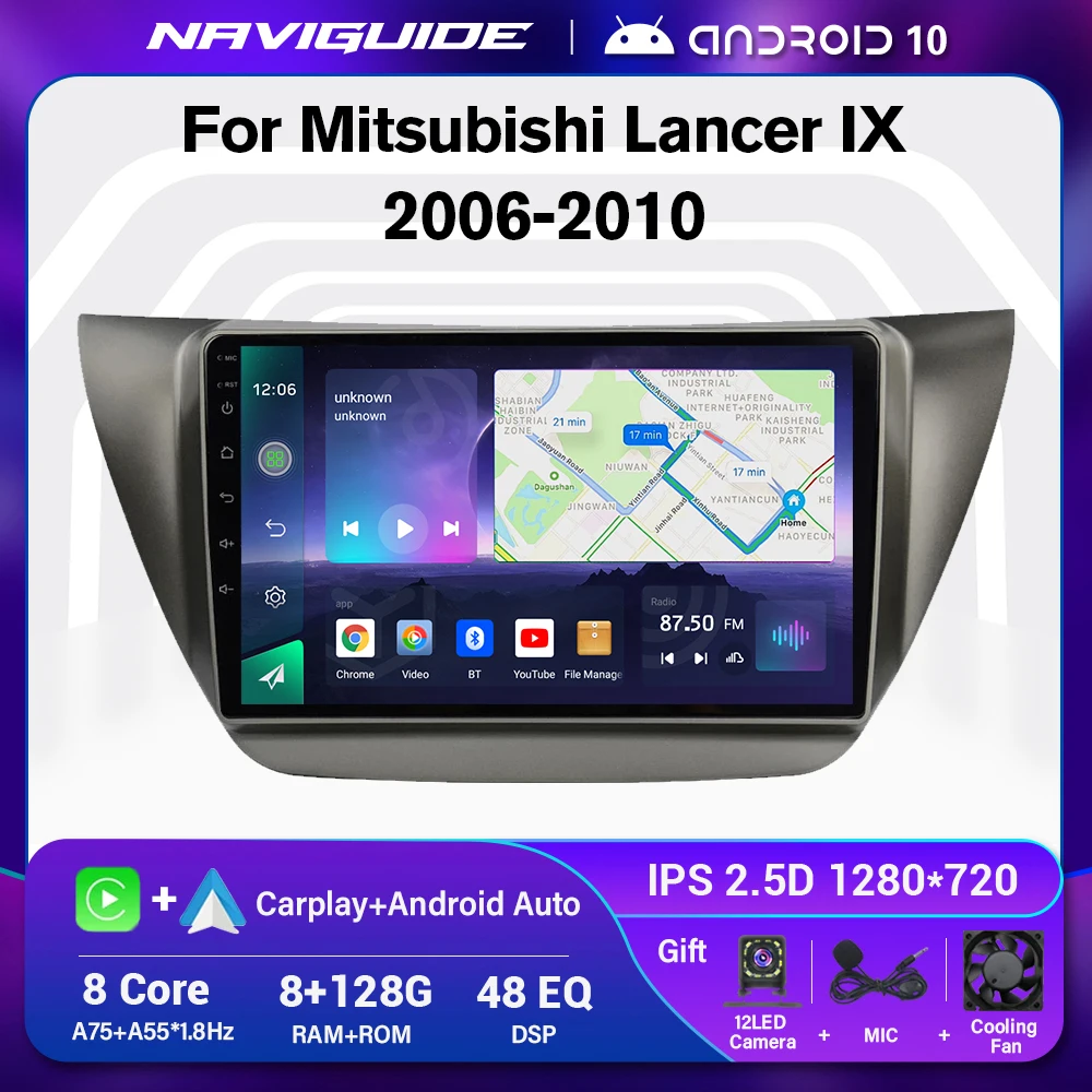 

Автомагнитола 2DIN для Mitsubishi Lancer IX 2006-2010 Android 10 Bluetooth плеер головное устройство 2.5D IPS Android Авторадио