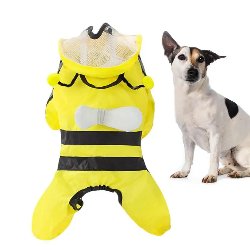 

Dog Raincoat Waterproof Bee Shape Rain Coat For Dogs Machine Washable Cartoon Rain Jacket With Reflective Strips And Hood For