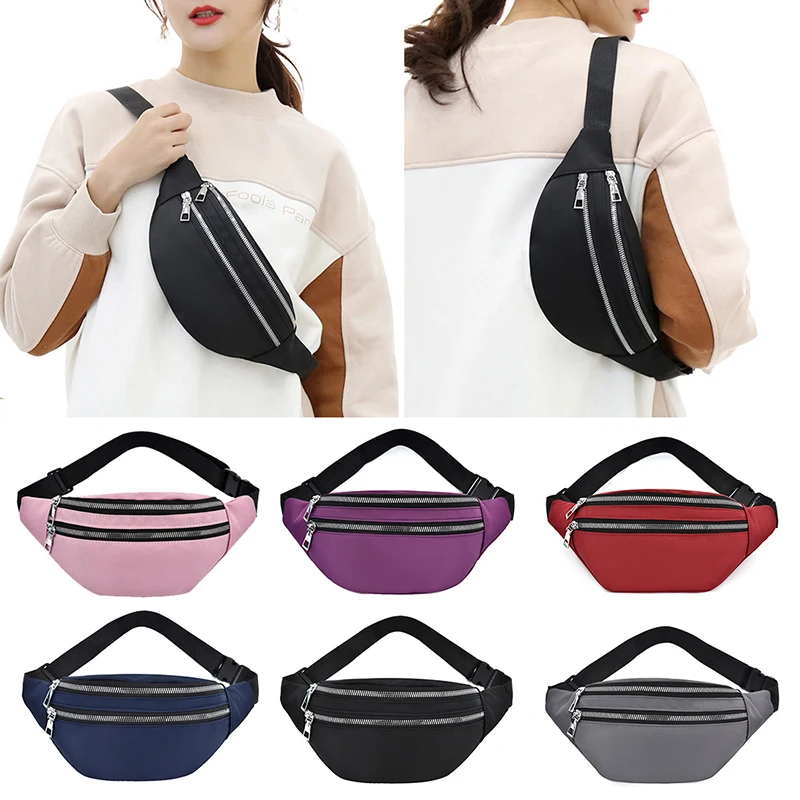 Outdoor Waterproof Sports Bag Women Pack Running Jogging Waist Bag Mobile Phone Zipper Fanny Pack Travel Oxford Cloth Chest Bag