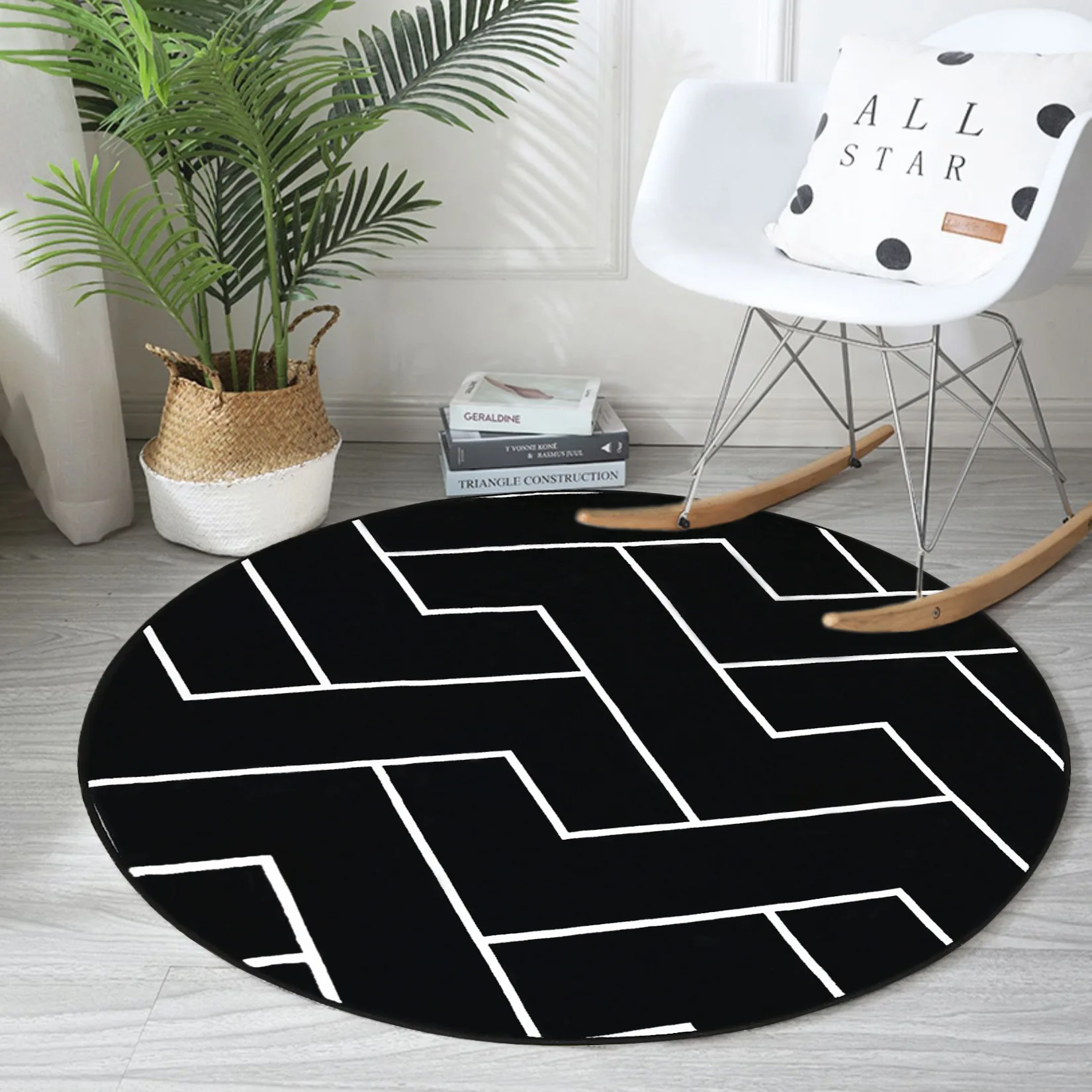 

Nordic New Style Round Rugs Entrance Doormat Flannel Floor Mat Bedroom Decor Carpet Non-Slip Rug for Living Room Living Room