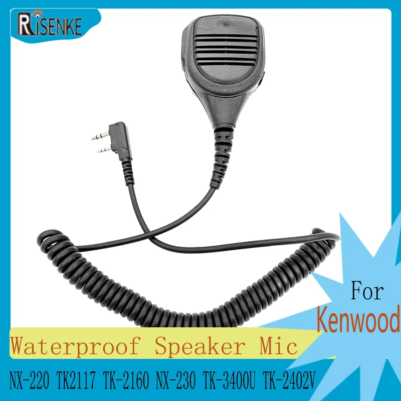 RISENKE Shoulder Microphone Cable For Kenwood NX220 TK2117 TK2160 NX230 TK3400U TK2402V Hands Free Waterproof Speaker Mic