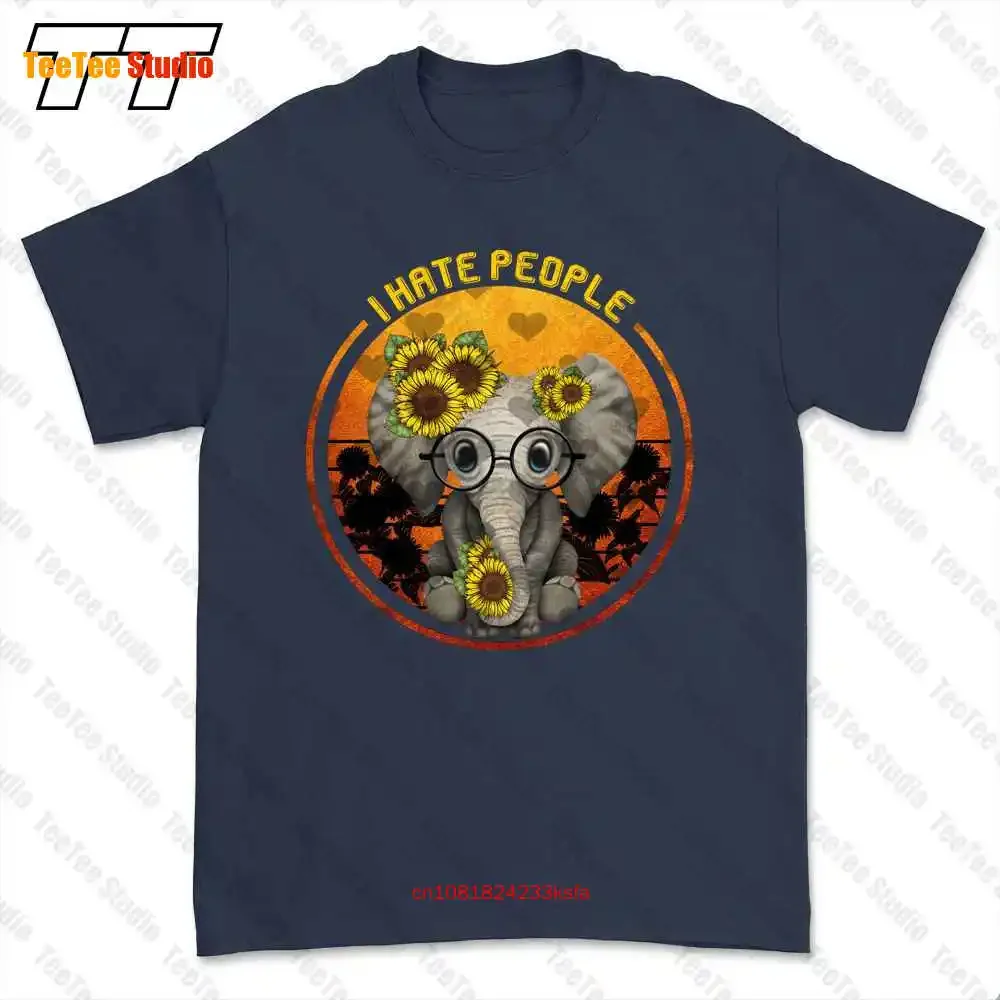 Elephant Sunflower I Hate People T-shirt Tee NK0G