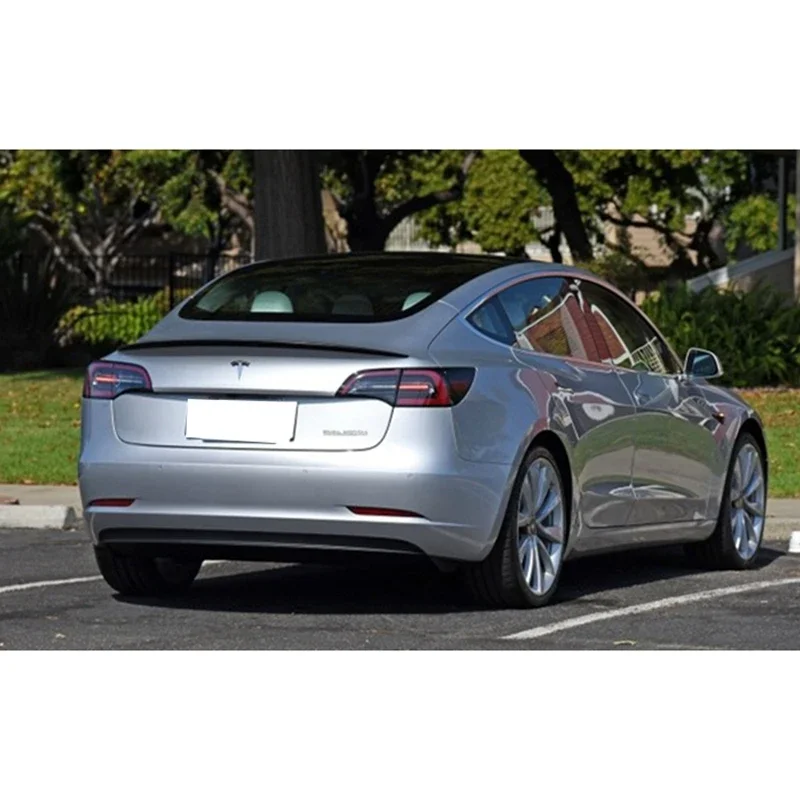 Фото Задний спойлер из углеродного волокна для Tesla Model 3 2017-2020, установка с использованием клея 3M №4