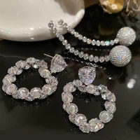 high quality luxury zircon heart ball drop earring for women trend partydress korean dubai jewelry gift brincos para as mulheres