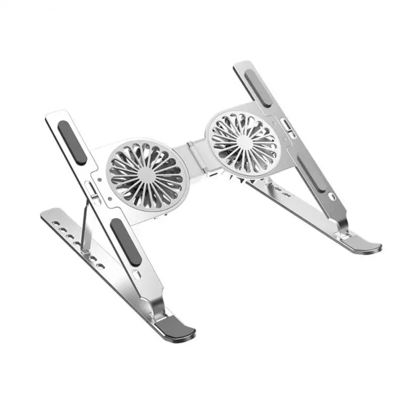 

Adjustable Laptop Cooling Pad With 2 Fans Portable Foldable Al-Alloy Laptop Holder Notebook Stand With RGB For 12-17 Inches