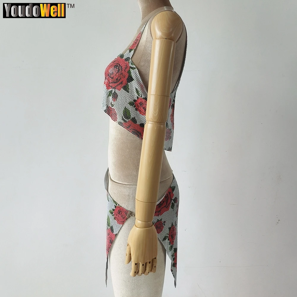 Пикантный костюм Y2k юбка с розовым узором женское платье для ночного клуба