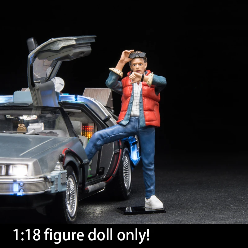 Фигурная кукла 1/18 Назад в будущее коричневый Марти для DMC DeLorean модель автомобиля