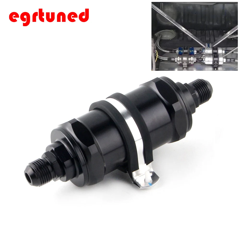 

BLACK AN6 8 10 Inline Fuel Filter E85 Ethanol With 100 Micron Stainless steel elementand FF07