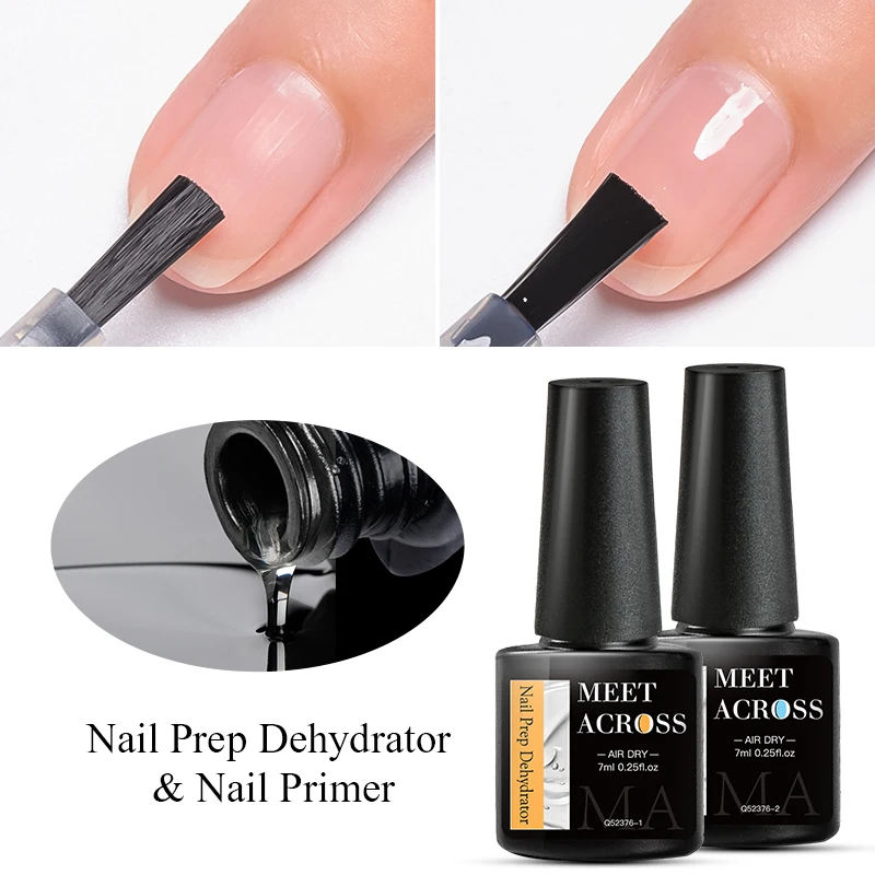 

MEET ACROSS 7ML Nail Primer Gel Nail Prep Dehydrator Long Lasting Air Dry Nail Gel Soak Off Varnish Manicure Nail Art Design