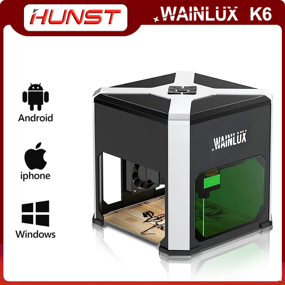 

HUNST Home Mini Laser Engraver Wainlux K6 Mark Printer Cutter Woodworking Machines Plastic 3000mw Bluetooth Engraving Machine