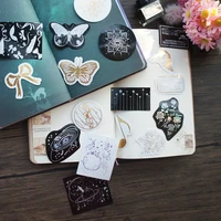 38pcs mix black gold magic circle butterfly rose style laser paper sticker scrapbooking diy gift packing label decoration tag