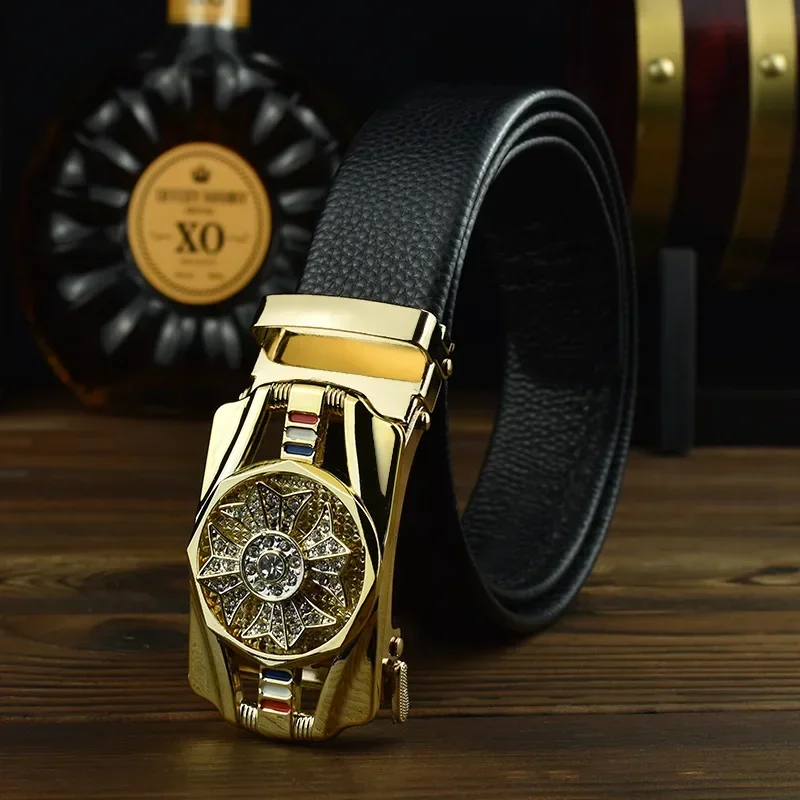 Новый мужской кожаный ремень с автоматической пряжкой высококачественный