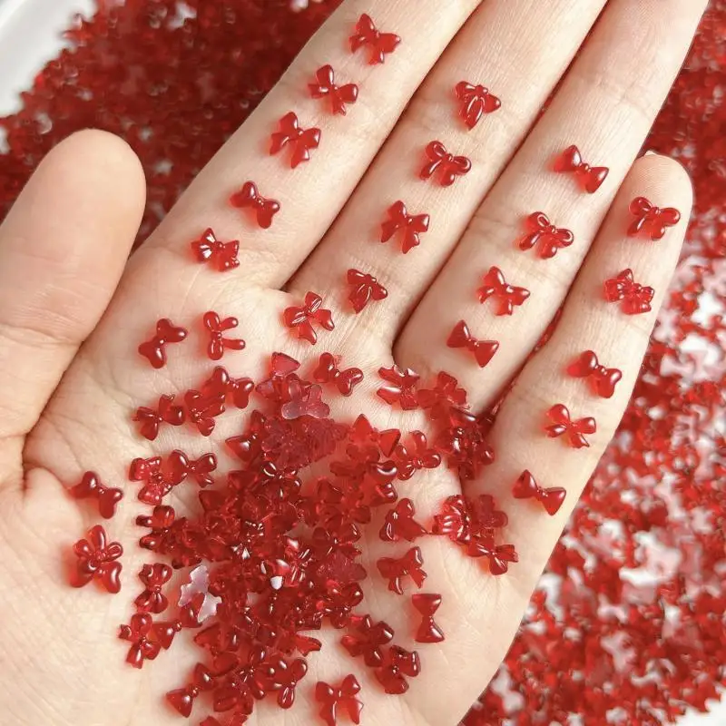 100 шт. желейные цветные винно-красные банты украшения для дизайна ногтей