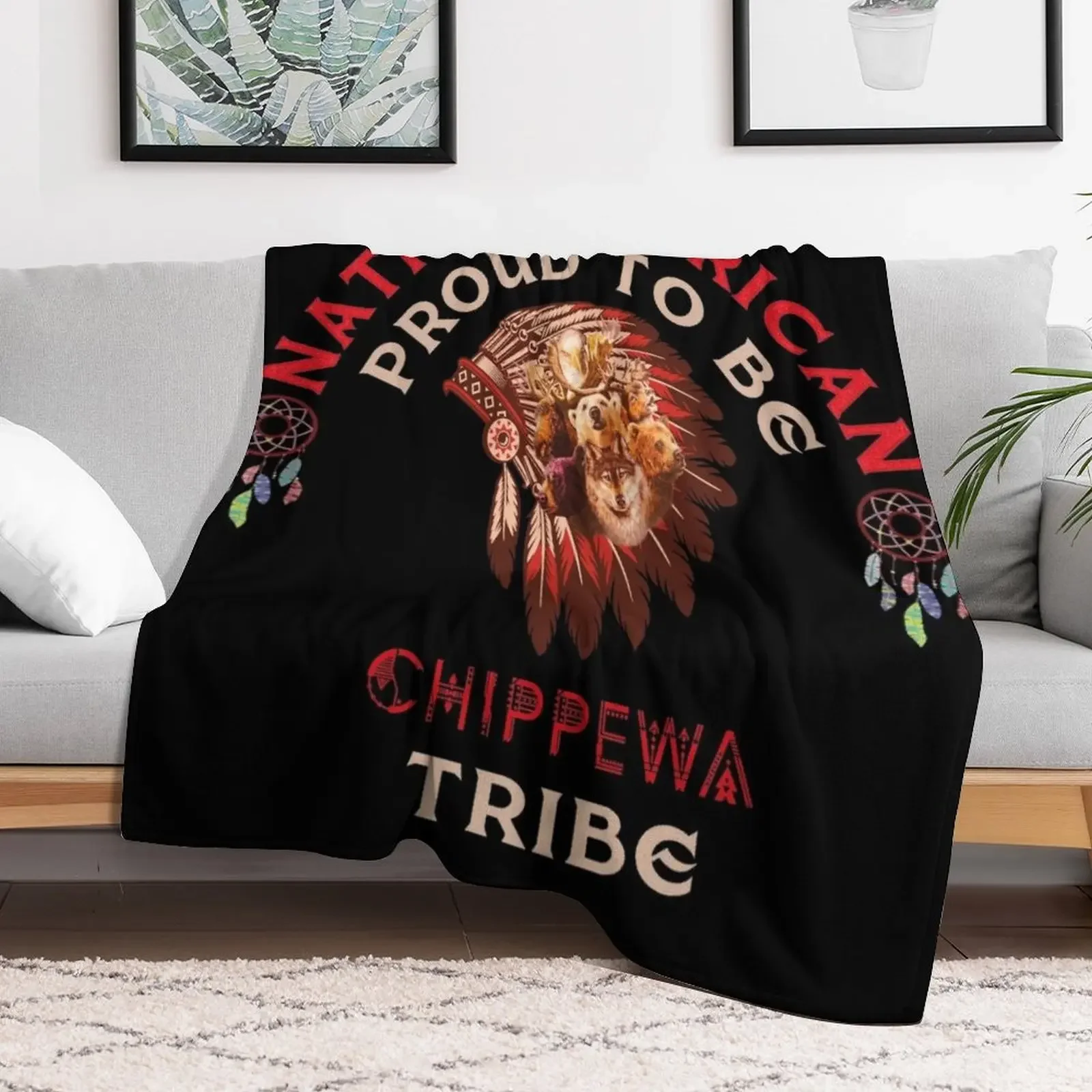 Одеяло Native American Proud To Be Chippewa Tribe Роскошные дизайнерские декоративные волосатые