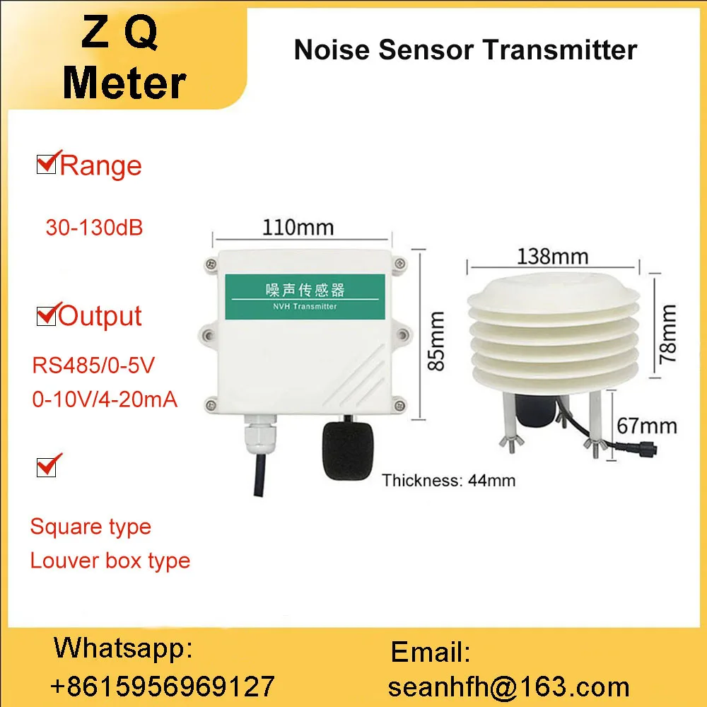 

Noise sensor noise transmitter sound detection monitoring decibel meter 4-20mA analog RS485 output