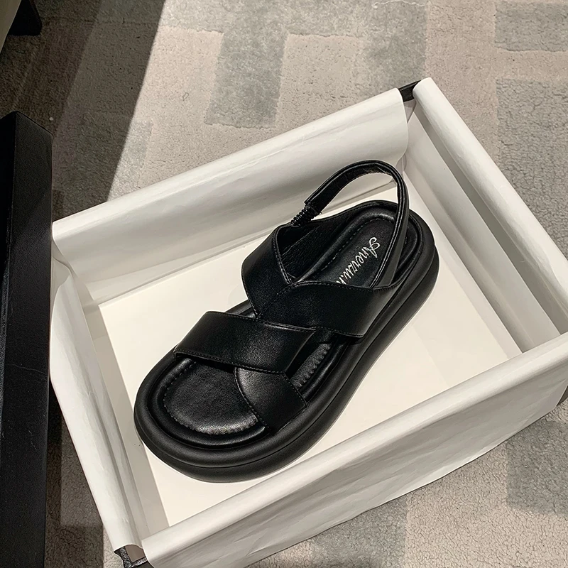 2023 Summer New Platform Women Sandals Fashion Open Toe Thick Sole Flats Shoes Ladies Elegant Gladiator Sandalias