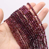 234mm natural garnet stone beads charms small round loose spacer beads for jewelry making diy bracelets necklaces accessory