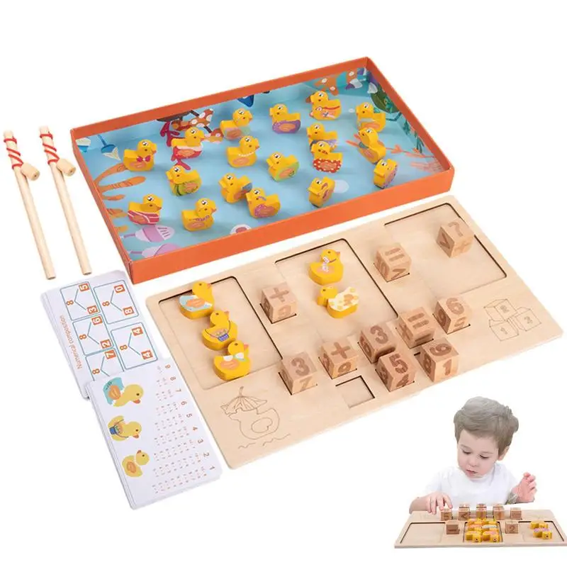 

Деревянная утка, магнитная рыболовная игра Монтессори, игрушка для мелкой моторики, классная обучающая АБС и математическая детская игрушк...