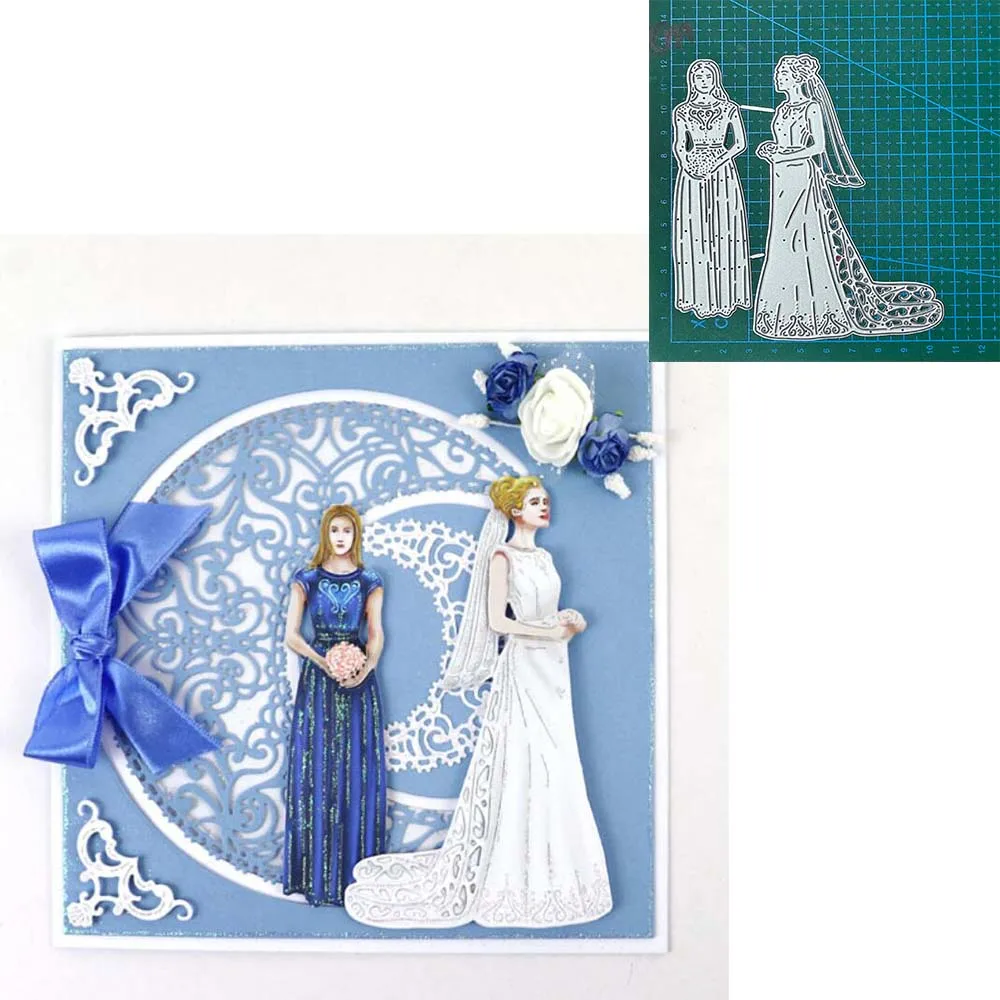 

Metal Cutting Die Bride and bridesmaid Lady Wedding Scrapbooking Gift Cards DIY Blade Punch Cut Embossing Stencils