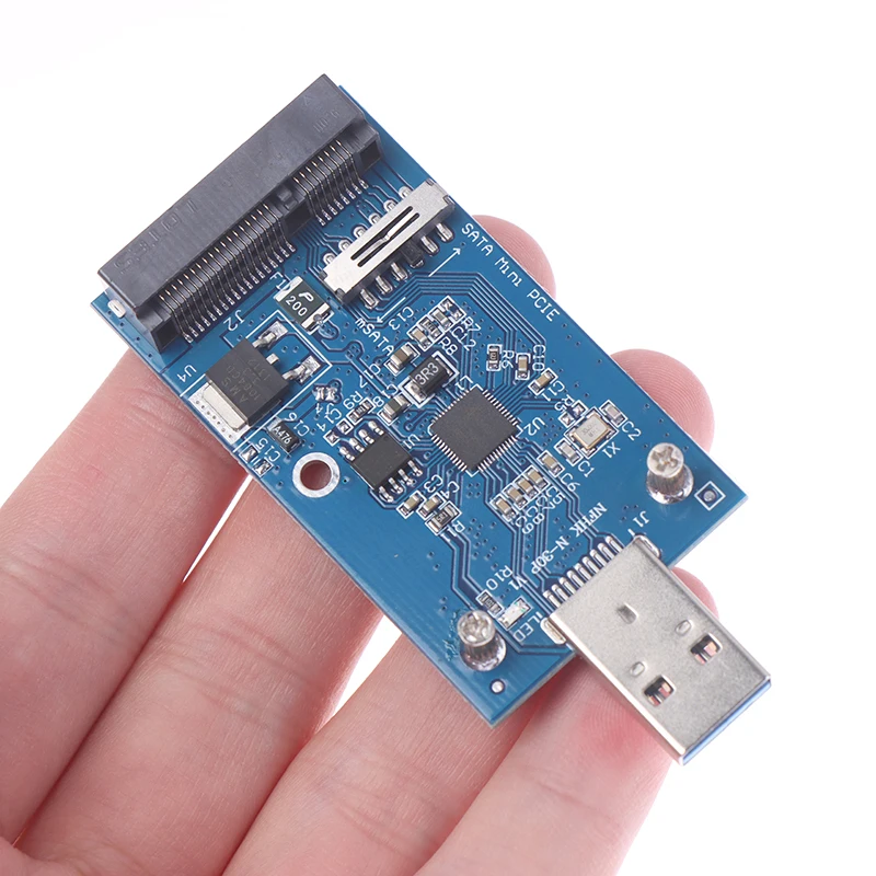

1PC Mini USB 3.0 to PCIE mSATA External SSD PCBA Conveter Adapter Card USB3.0 to mSATA adapter card