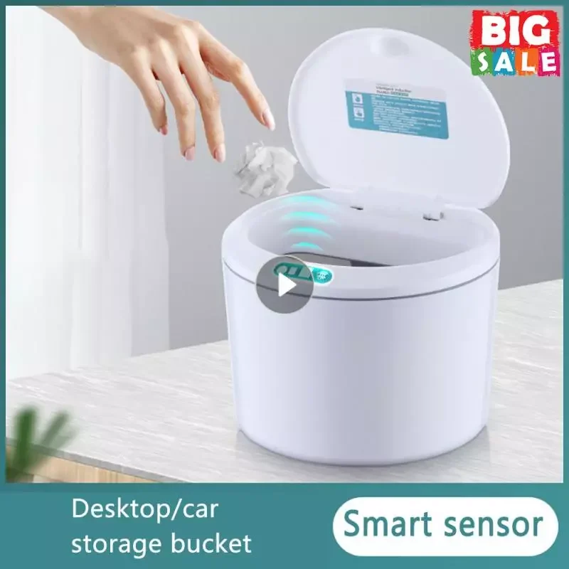 

NEW2023 3/5L Car Desktop Garbage Bin Trash Can Kitchen Bathroom Wastebasket Automatic Sensor Waste Bin Smart Small Wastebasket