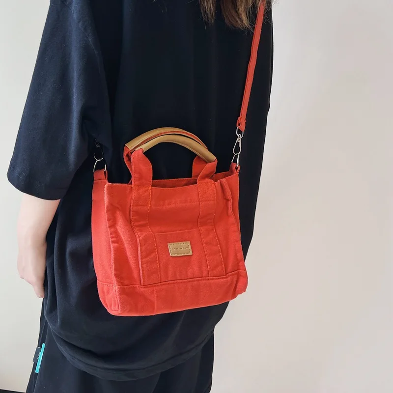 

Маленькая сумка через плечо для девочки, 2022 холщовая женская сумка-мессенджер через плечо, сумка-тоут, Корейская Милая Модная хлопковая тка...