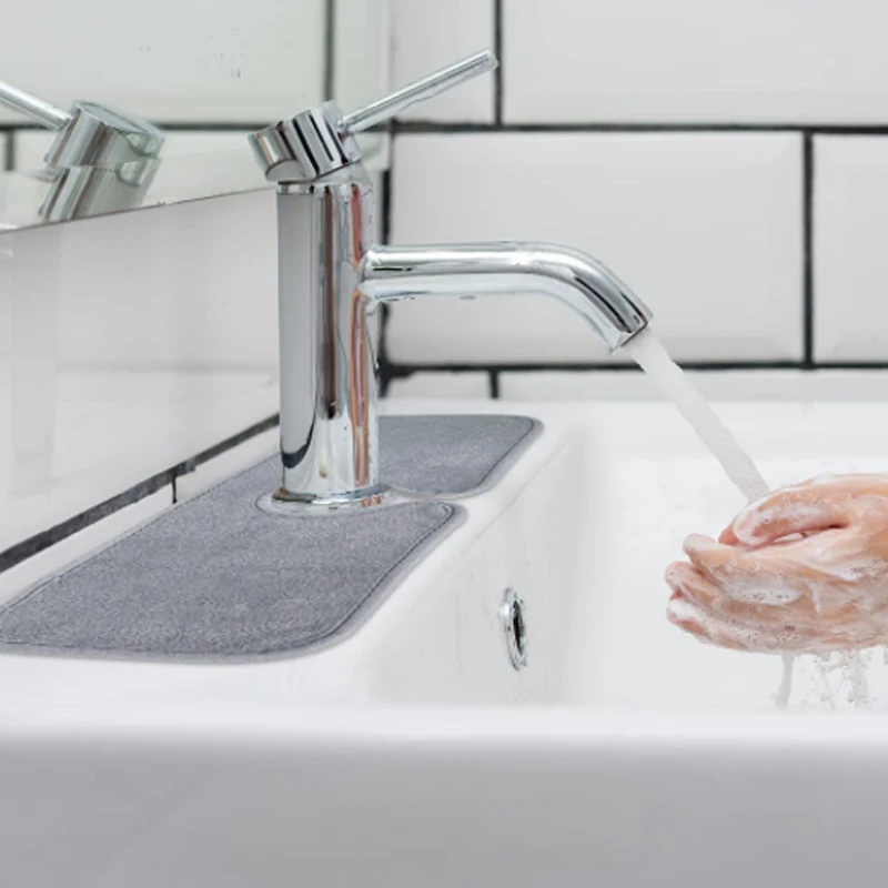 

Faucet Wraparound Splash Catcher Absorbent Mat Dish Drying Pads For Kitchen Bathroom Rv Faucet Counter Sink Water Prevent