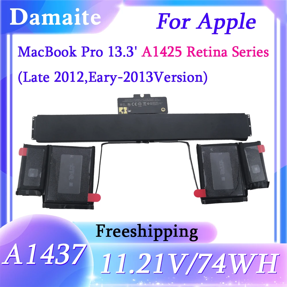 A1437 6600 мАч Аккумулятор для ноутбука Apple MacBook Pro 13 дюймов Retina A1425 Конец 2012 Начало 2013 11