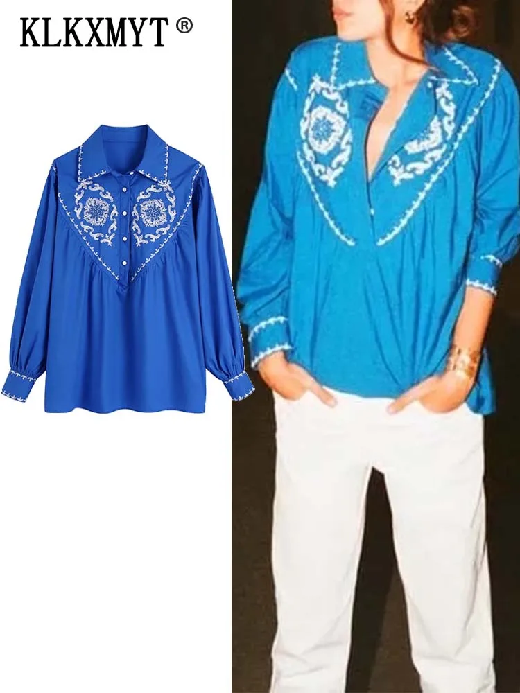 

Женская блузка с вышивкой, с длинным рукавом