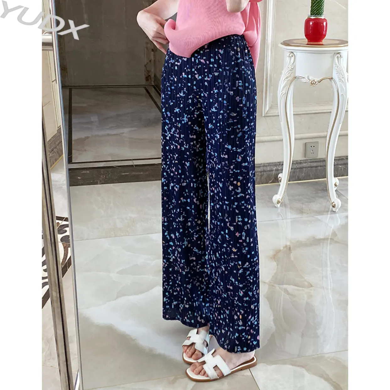 

Брюки YUUDX Miyake женские плиссированные, повседневные Прямые модные тонкие универсальные штаны с принтом, лето 2023