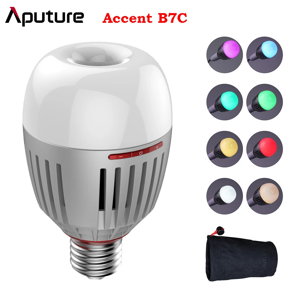 

Aputure B7C 7W RGBWW LED Smart Bulb CRI 2000K-10000K Adjustable 0-100% Stepless Dimming App Control Photography lights
