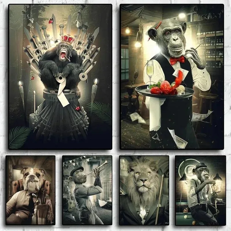 Абстрактные настенные художественные постеры с животными граффити художника