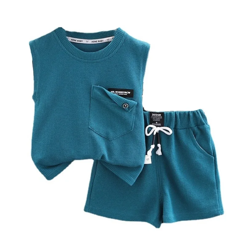 Новинка летняя одежда для маленьких мальчиков Детские наряды жилет и шорты