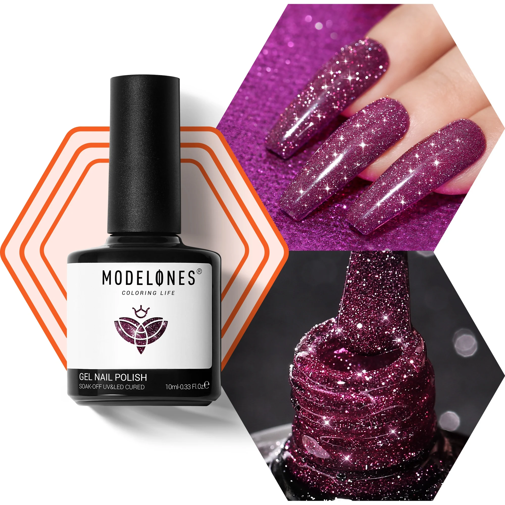 

Modelones 5Colors Reflective Glitter Flash Gel Nail Polish Foil Gel Nail Holographic Polish Decoration Manicure 10ml Nail Gel