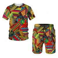 2022 new 3d print mens t shirt sets africa dashiki men%e2%80%99s tracksuit topsshorts sport leisure summer male suit sportswear