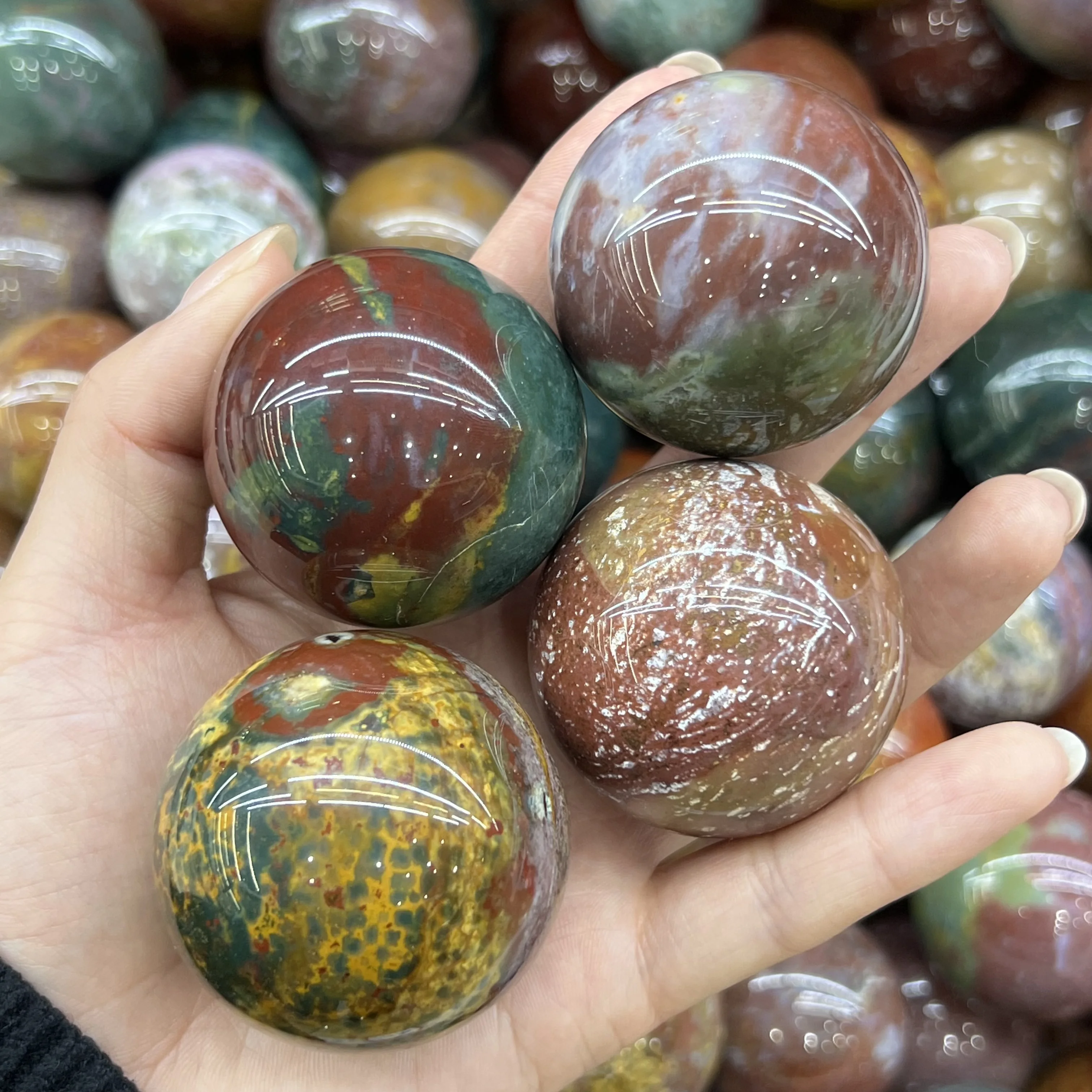 

Natural Ocean Jasper Crystal ball Healing Stone Home Decoration