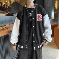 new fashion black mens jackets baseball jersey casual cardigan couples coat male clothes spring and autumn loose plus size top