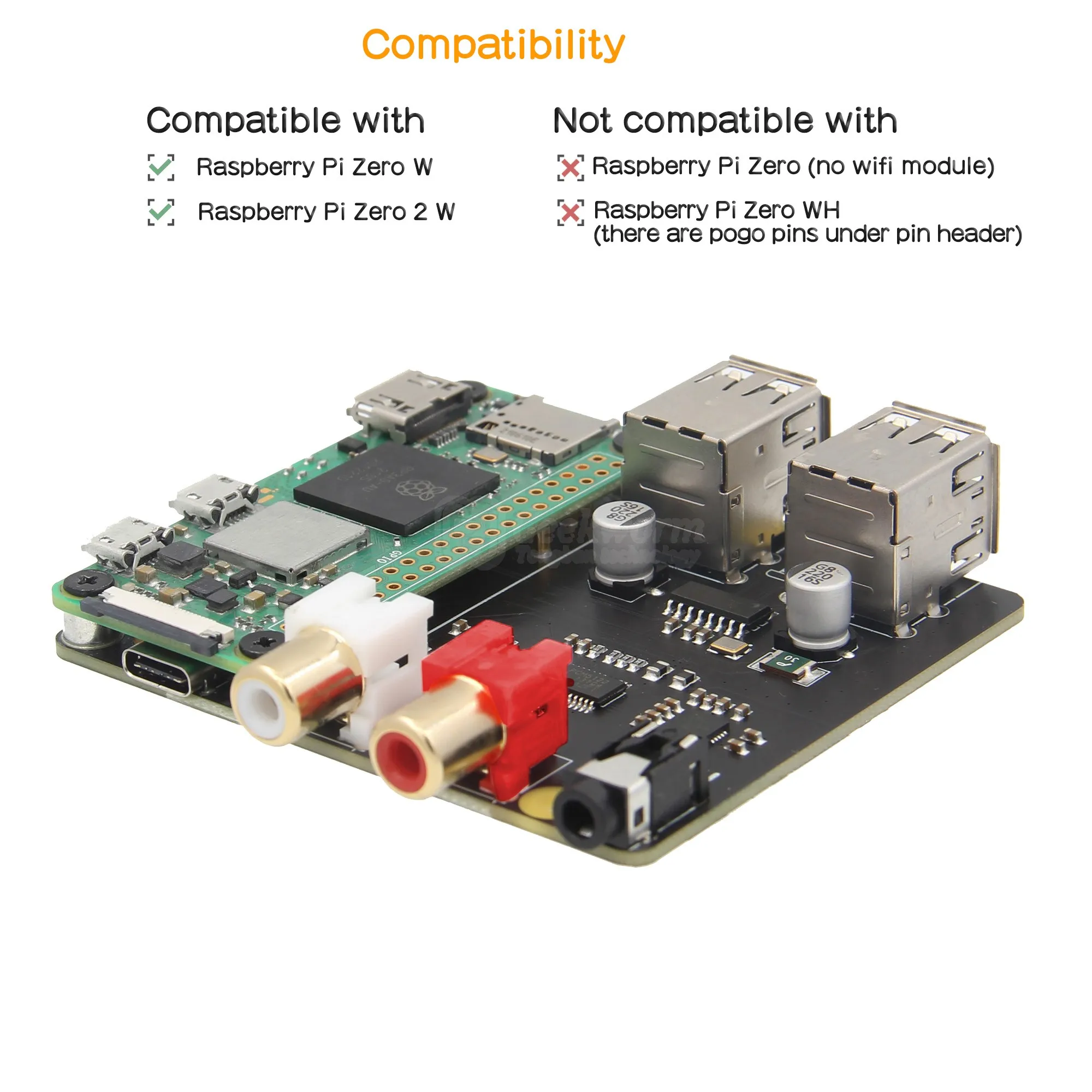 Материнская плата Geekworm Raspberry Pi X302 Hi-Fi аналоговая аналогична Zero 2 Вт/Zero Вт (не