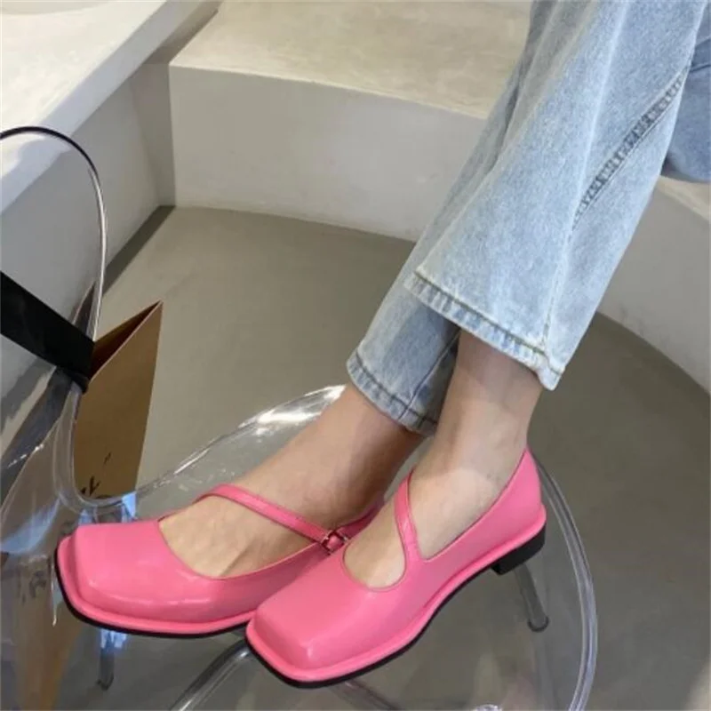 

Korean version spring new fashion thick heel Mary Jane Shoes For Women Low Heel Square Toe Women's Single Shoes zapatillas mujer