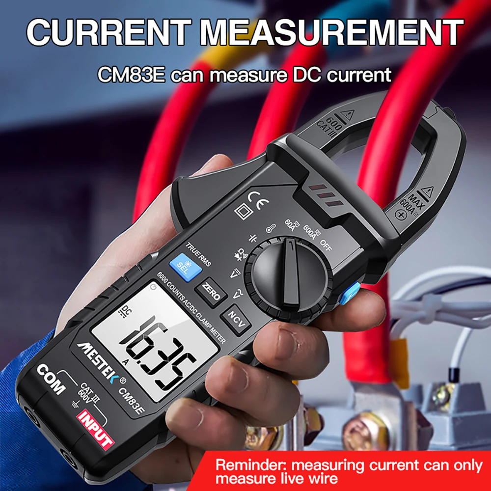 

MESTEK Digital Clamp Meter DC/AC 600A Multimeter Clamp Current Voltage 6000 Counts Pinza NCV Auto Pliers Ammeter Amperimetrica