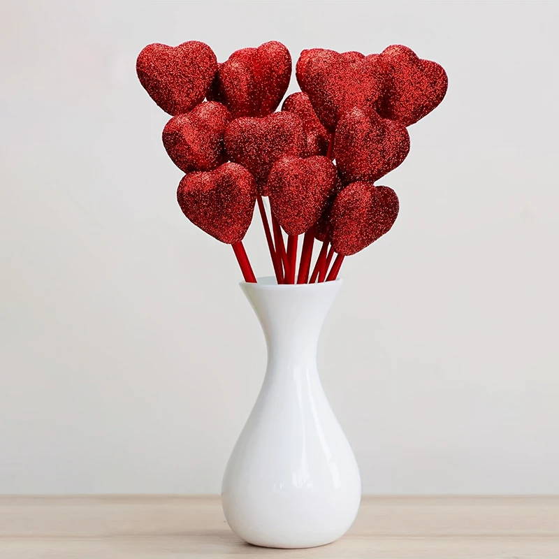 Блестящие сердечки топперы для торта букет цветочная композиция ваза подарок на