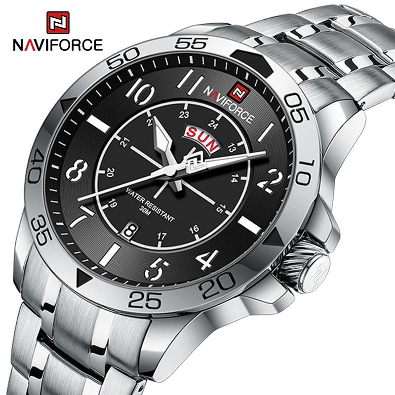Naviforce Man Casual Wild Quartz Orologio Da Polso 3Atm Orologi Da Uomo In Acciaio Inossidabile Resistenti All'Acqua Day And Date Display Reloj Hombre
