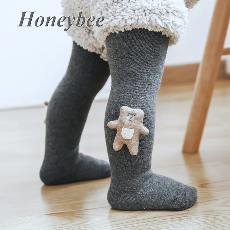 

Bear Tights Thickening Bottoming Bear Pantyhose Cartoon Bear Warm Girl Baby Girl Thickening Cartoon Children's Solid Pantyhose