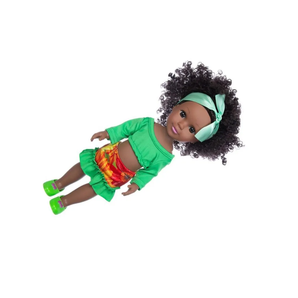 

African Doll 14 Inch Girl Toy Fine Workmanship Long-lasting Compact Size Household Decorations Attractive Exquisite Desk Decor