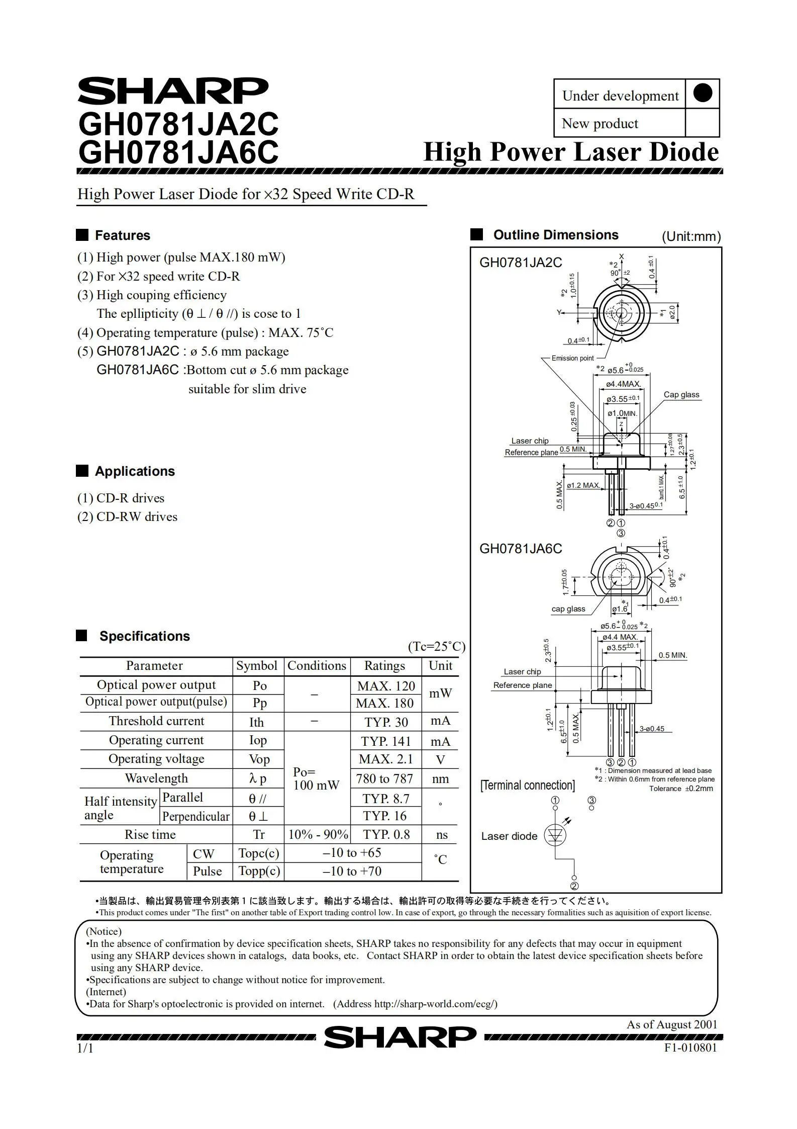 Инфракрасный лазерный диод GH0781JA2C LD 150 нм | Освещение