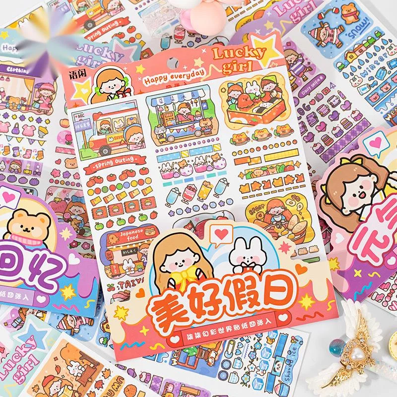 

4sheet Paper Fantasy World Sticker DIY Decorative Label Scrapbooking Planner Album Card Making Journaling Crafts Sticker